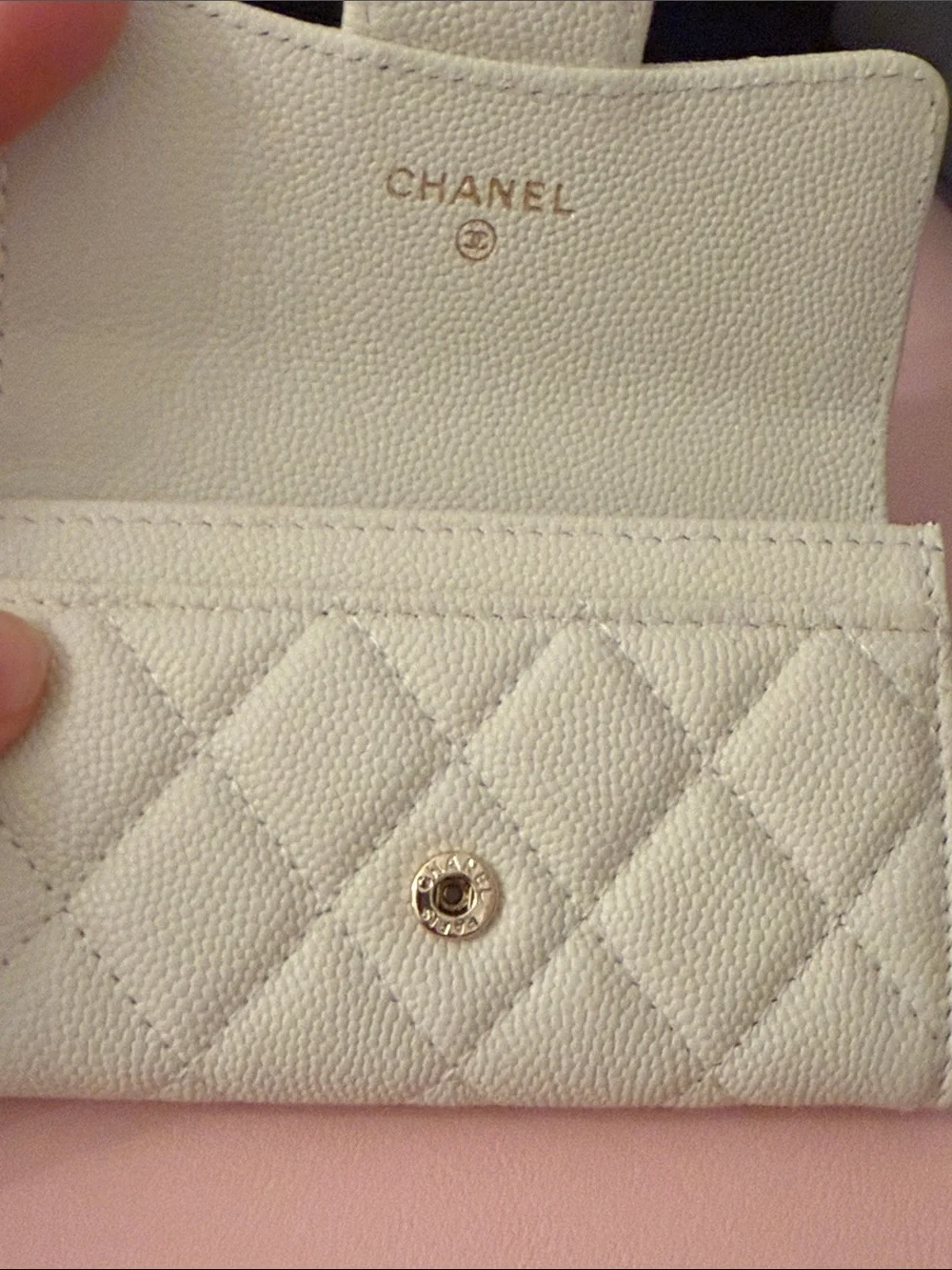Chanel Quilted Flap Wallet in Ivory with Gold CC Logo